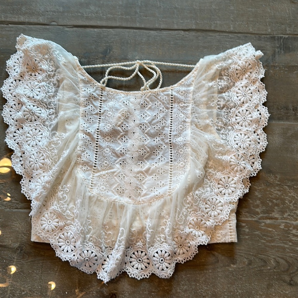 Altar’d State White backless lace crop top
